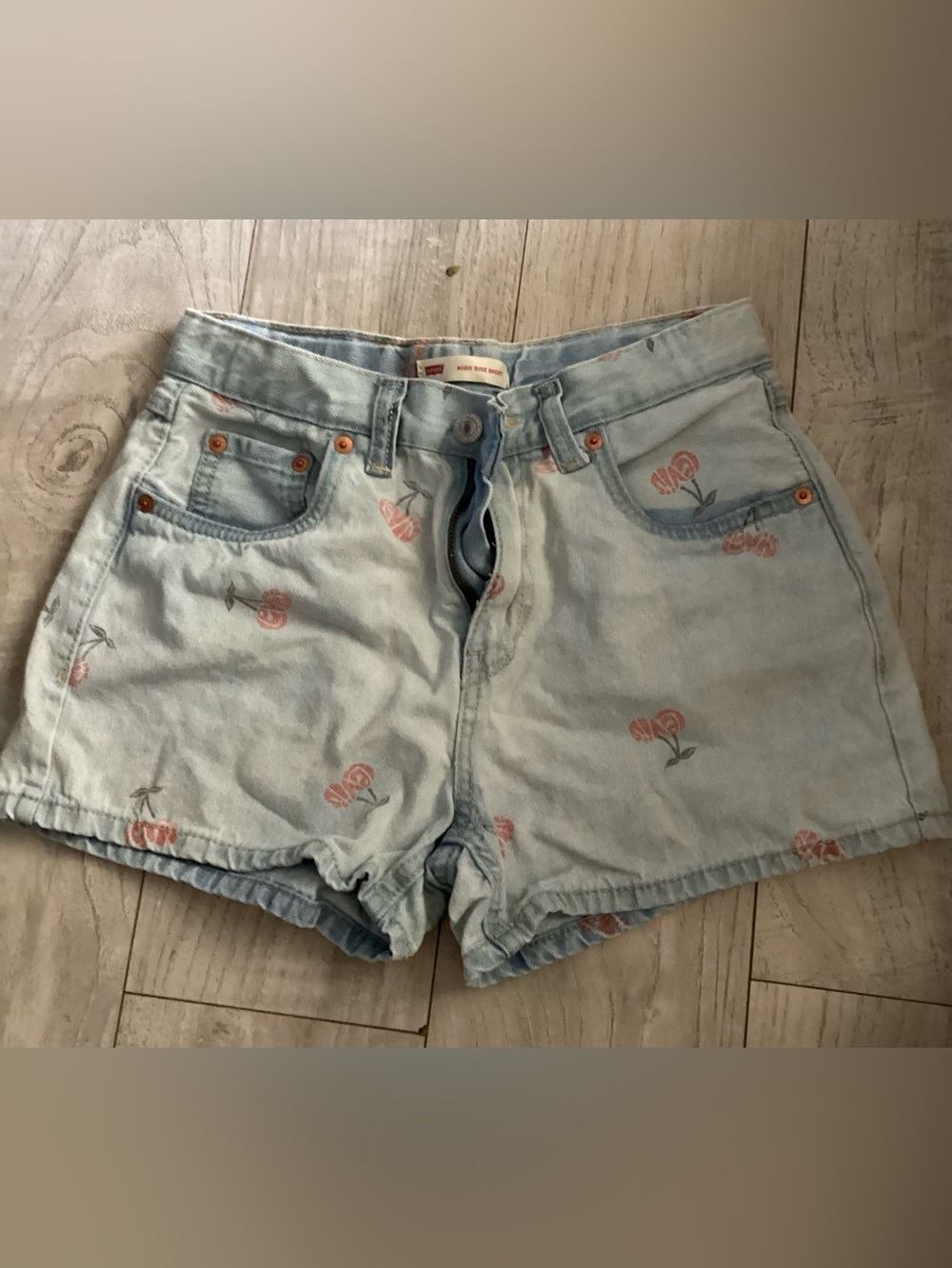 Levi's Light Blue Girl’s Denim Shorts with Cherries